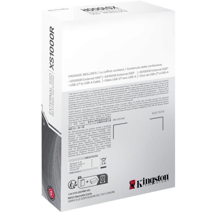 Kingston SSD Externo XS1000 1TB Rojo SXS1000R/1000G - Velocidad hasta 1050MB/s, USB 3.2 Gen 2 5