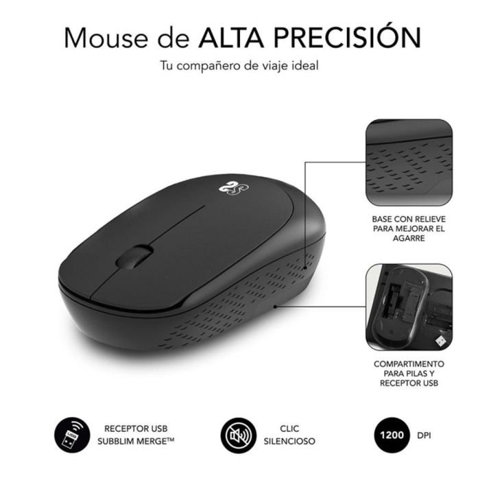 SUBBLIM Raton Business Plus Silencioso inalambrico 2.4G 1200 DPI Negro 2 SUBBLIM Raton Business Plus Silencioso inalambrico 2.4G 1200 DPI Negro 2