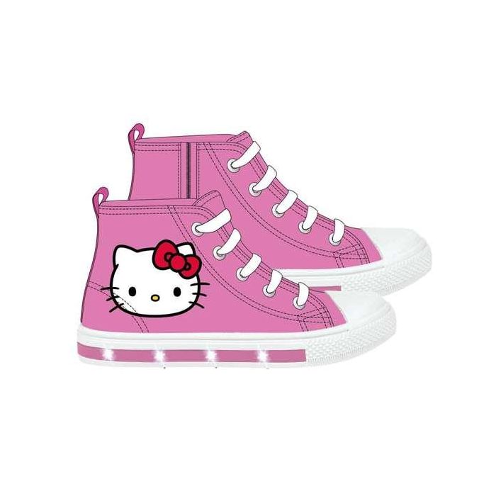 Hello Kitty T027 Zapatilla alta de loneta para niña con luces y suela PVC - Pink, Talla 27 (3+ años) 0 Hello Kitty T027 Zapatilla alta de loneta para niña con luces y suela PVC - Pink, Talla 27 (3+ años) 0