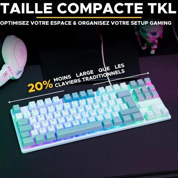 Teclado para juegos - The G-Lab - KEYZ CAESIUM - RGB - Blanco y gris - TKL 2 Teclado para juegos - The G-Lab - KEYZ CAESIUM - RGB - Blanco y gris - TKL 2