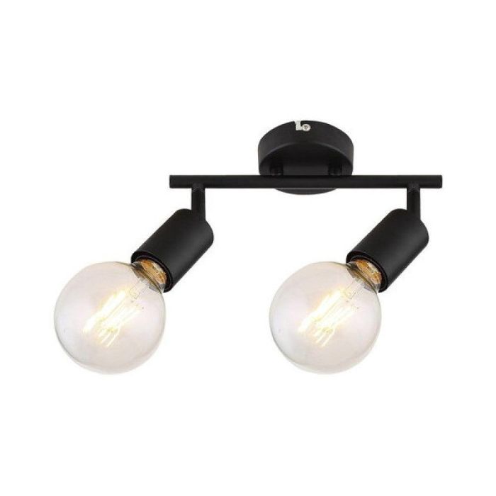 RABALUX RAB-3987 Foco Doble Spot de Pared Lamar, 2xE27, IP20, Negro Mate Metálico para Salón y Dormitorio (Bombillas No Incluidas)