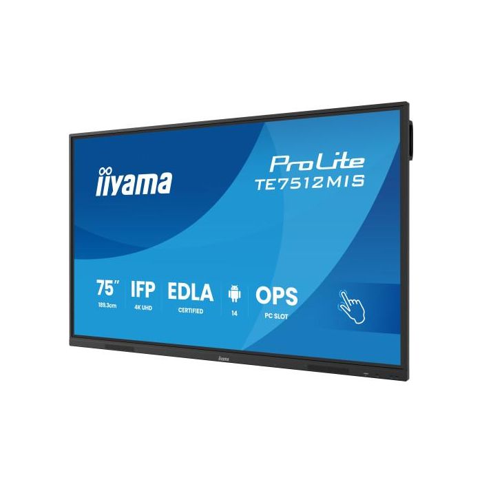 Monitor Interactivo Tactil Iiyama 75" (Te7512Mis-B4Ag)3840X2160 / Ips Led 4K Uhd / 24/7 / 8/64Gb / 400 Cd/M / 8Ms / 1200:1 / 1 Vga - 3 Hdmi / 1 Usb-C / 5Xusb / Audio Out / Wifi / Mm / 2 Rj45 / Ops Slot/ Android 11 2 Monitor Interactivo Tactil Iiyama 75" (Te7512Mis-B4Ag)3840X2160 / Ips Led 4K Uhd / 24/7 / 8/64Gb / 400 Cd/M / 8Ms / 1200:1 / 1 Vga - 3 Hdmi / 1 Usb-C / 5Xusb / Audio Out / Wifi / Mm / 2 Rj45 / Ops Slot/ Android 11 2