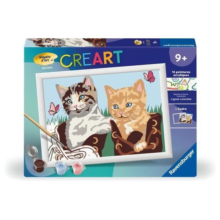 CreArt Kids 18 x 24 cm, Kit de pintura por números "Gatitos y zapatos", A partir de 7 años, 25528, Ravensburger CreArt Kids 18 x 24 cm, Kit de pintura por números "Gatitos y zapatos", A partir de 7 años, 25528, Ravensburger