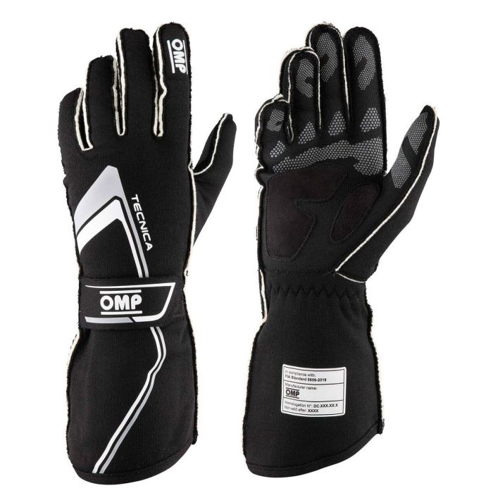 Omp OMPIB0-0772-A01-071-XL Guantes Técnica Rally Profesionales FIA 8856-2018 Negro Talla XL con Agarre de Silicona y Costuras Externas