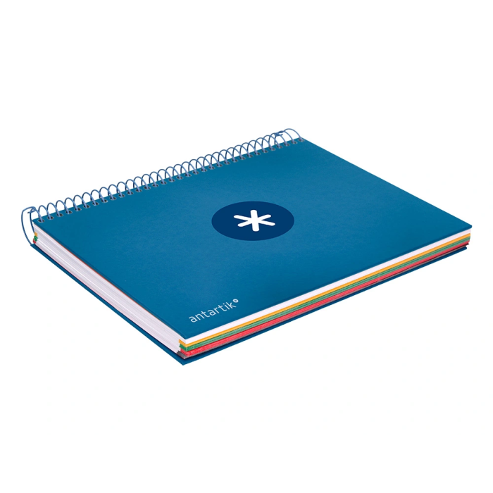 Antartik Cuaderno espiral A5 120h 90 gr cuadro 5mm 5 bandas6 taladros tapa forrada azul oscuro 5