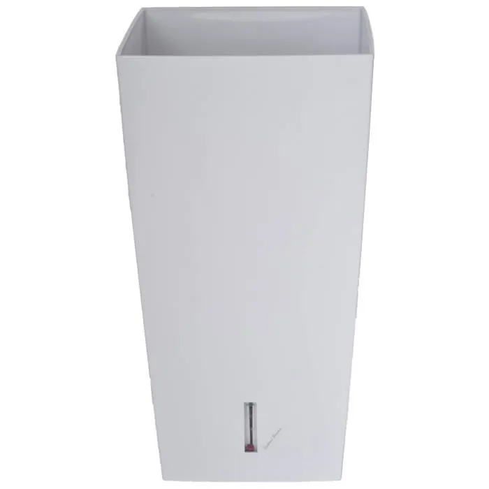 RIVIERA Maceta Eva Nueva Cuadrada de Plástico - 28 x 28 x H 52 cm - 31 L - Blanco 1