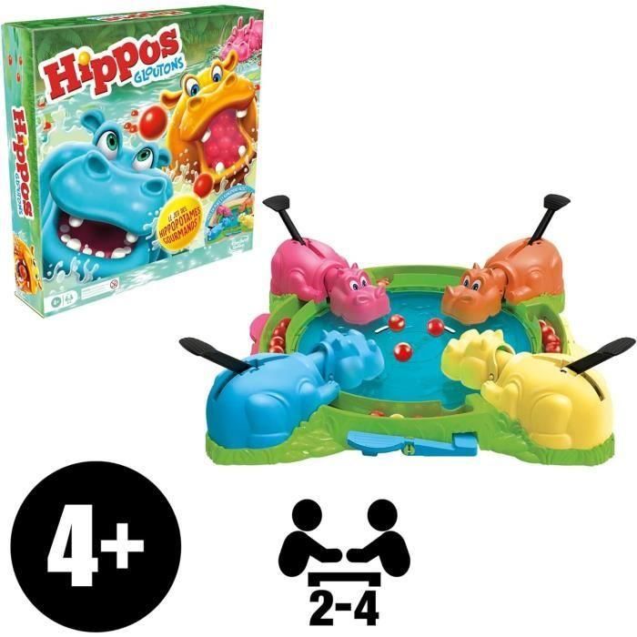 Hipopótamos glotones, juego de mesa infantil, juego de mesa, a partir de 4 años, para 2 a 4 jugadores, Hasbro Gaming 2 Hipopótamos glotones, juego de mesa infantil, juego de mesa, a partir de 4 años, para 2 a 4 jugadores, Hasbro Gaming 2