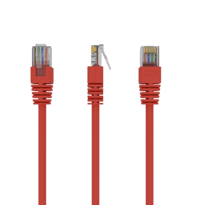 Gembird PP12-1M/R Cable de Red Ethernet UTP Cat5e de 1 Metro, Color Rojo, con Conectores RJ-45 y Contactos Bañados en Oro