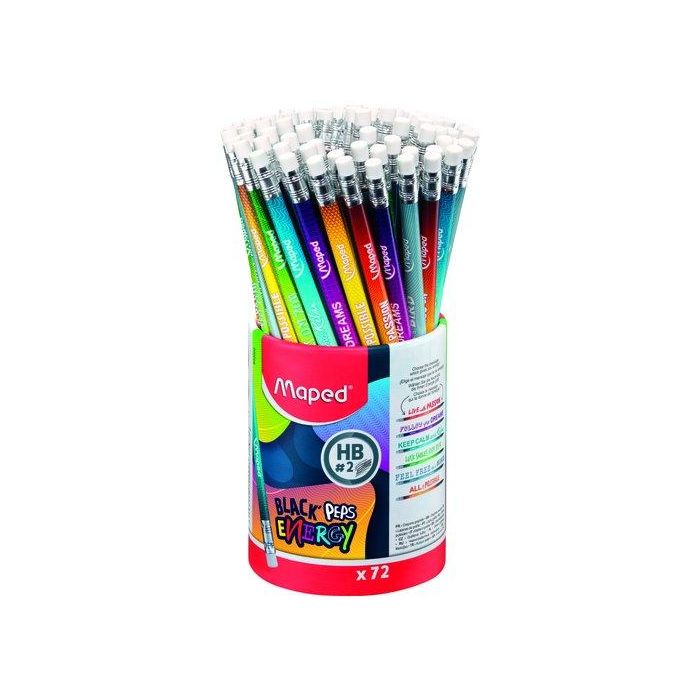 Lapiz De Grafito Maped Black Peps Energy - Hb Bote De 72