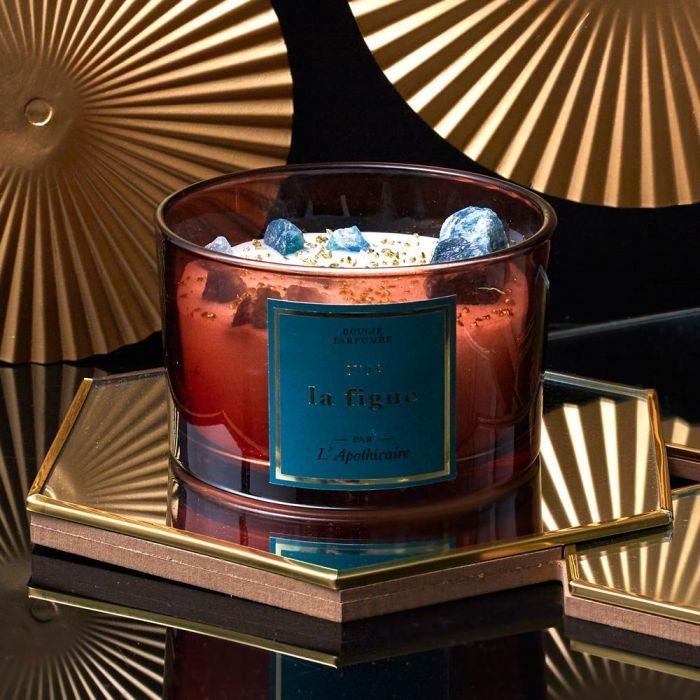 Home Deco Factory Vela Perfumada con Piedras, Vaso de Vidrio Tintado, Cera de Parafina y Minerales, 7.8 cm Alto 5