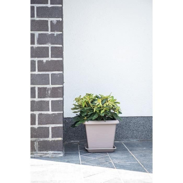 Maceta Cuadrada - GARDEN ID - Teramo Taupe - 40 x 35 cm - Resistente a los arañazos - Efecto Piedra - Con Agujeros 2 Maceta Cuadrada - GARDEN ID - Teramo Taupe - 40 x 35 cm - Resistente a los arañazos - Efecto Piedra - Con Agujeros 2