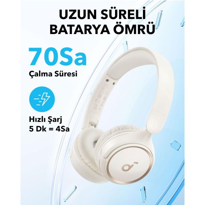 Anker H30i Auriculares Inalámbricos Bluetooth 5.3 Over-Ear con Micrófono Blanco, hasta 70h de Batería 1