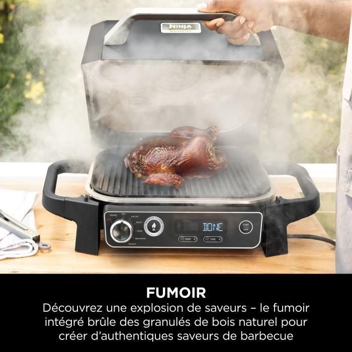 Ninja OG701EU Barbacoa Eléctrica de Exterior con Ahumador + Freidora de Aire Woodfire, Tecnología de Sabor a Leña 4