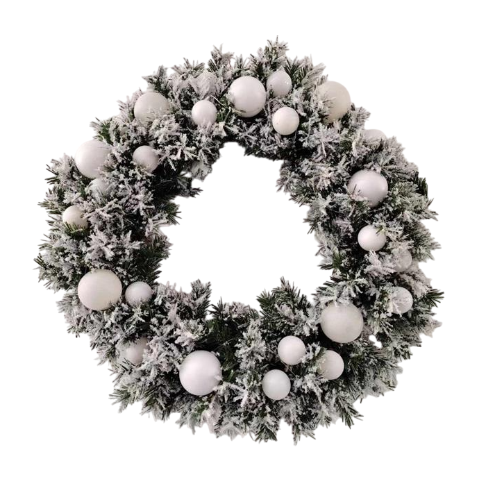 DKD Home Decor Corona de Navidad Luminosa Alpina con 50 LEDs Verde y Blanca 60x60 cm PVC Funciona con 3 Pilas AA (2 Unidades)