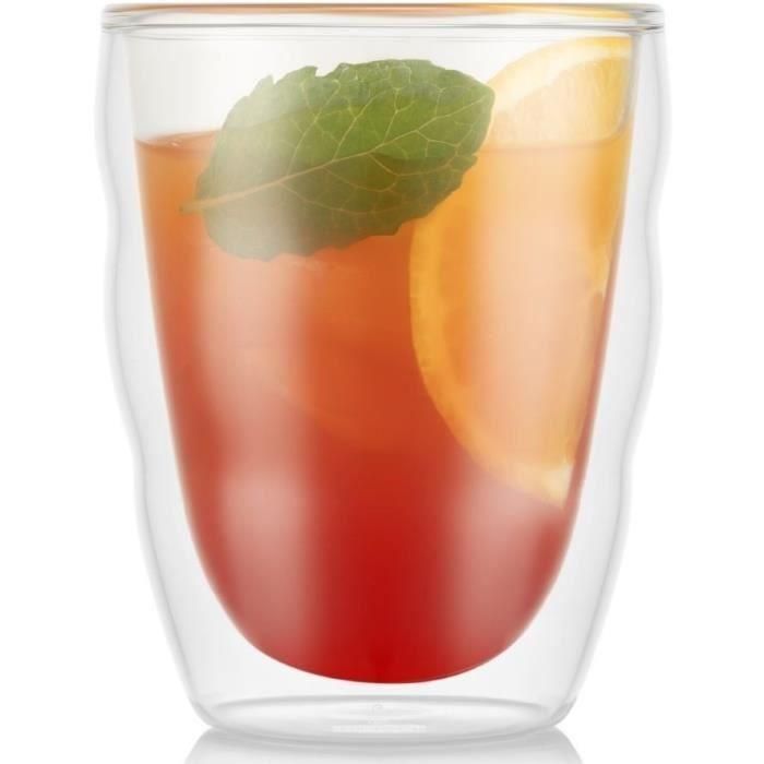 Bodum Pilatus Juego de 2 Vasos de Doble Pared, 0.25L, Vidrio Borosilicato Transparente para Aislamiento Térmico Bodum Pilatus Juego de 2 Vasos de Doble Pared, 0.25L, Vidrio Borosilicato Transparente para Aislamiento Térmico