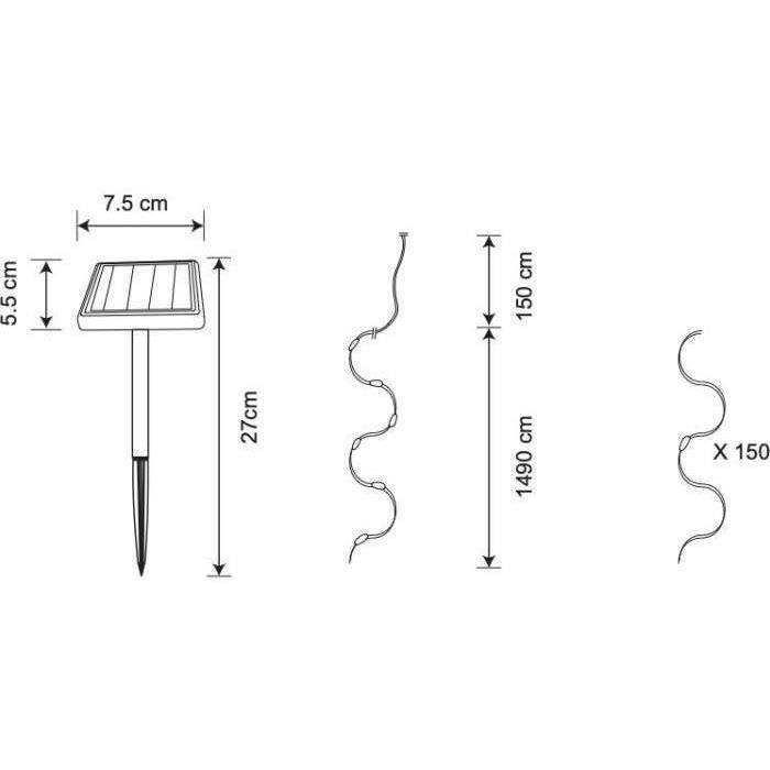 Guirnalda solar GALIX G4430 - 150 MicroLED blanco cálido - 16,4m 2