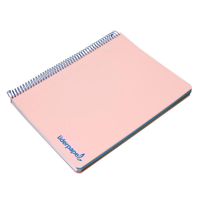 Cuaderno Espiral Liderpapel A4 Micro Wonder Tapa Plastico 120H 90 gr Cuadro 5 mm 5 Bandas 4 Taladros Color Rosa 4