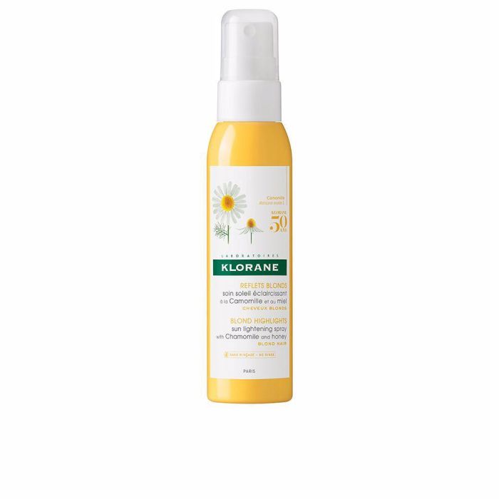 Klorane Spray Aclarante Camomila Reflejos Rubios Brillo Cabello Rubio Natural y Castaño Claro, 97% Ingredientes Naturales, 100 ml