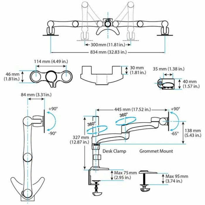 Soporte de Mesa para Pantalla Startech ARMDUAL Negro 24" 2