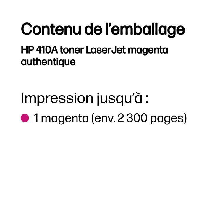 HP Cartucho de Tóner Magenta 410A CF413A Original para HP Color LaserJet Pro M452 / M477 3