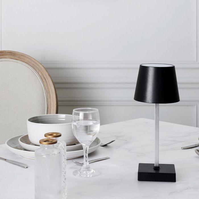 Home Deco Factory Lámpara LED Táctil Negra con 3 Intensidades de Luz, Funciona con Pilas AAA, 12 LEDs COB, Decoración Moderna 3