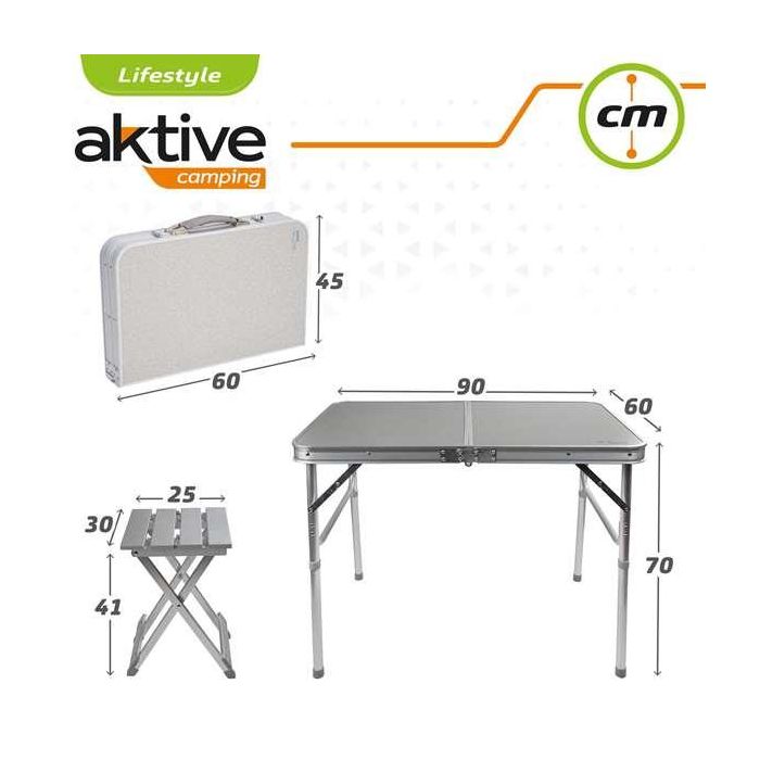 Conjunto de Mesa con 2 Sillas Aktive Plegable De acampada 4