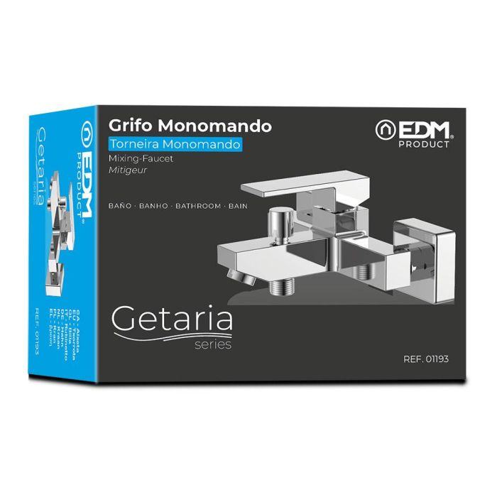 Edm Grifo monomando de bañera empotrado serie Getaria, cuerpo de latón con mango de zinc, 21x15,3x9,3cm 2 Edm Grifo monomando de bañera empotrado serie Getaria, cuerpo de latón con mango de zinc, 21x15,3x9,3cm 2