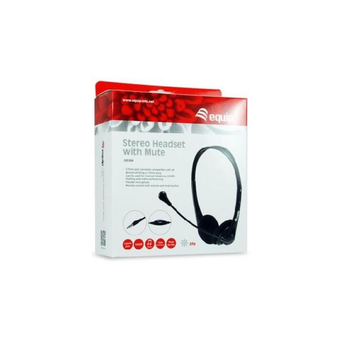 Equip 245304 Auriculares Diadema Cableados Jack 3.5 mm Supraaurales Uso Oficina/Centro de Llamadas Negro 3