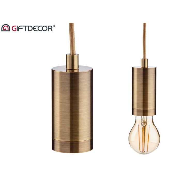 Lampara Colgante Acero Oro Giftdecor 10X94CM (12 Unidades) 1 Lampara Colgante Acero Oro Giftdecor 10X94CM (12 Unidades) 1