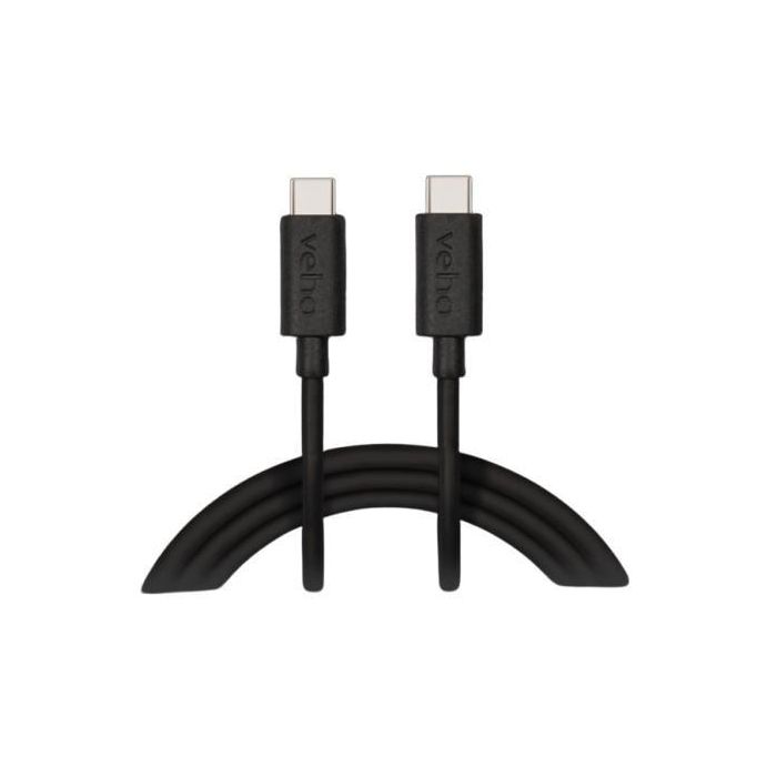Veho Cable USB-C a USB-C Carga Rápida 60W y Sincronización 480Mbps, 1m, Tacton Negro Duradero