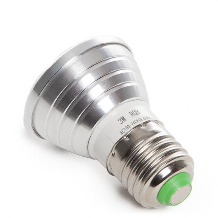 Bombilla LED E27 3W RGB Mando a Distancia 40.000H [PL187220-E27] 1