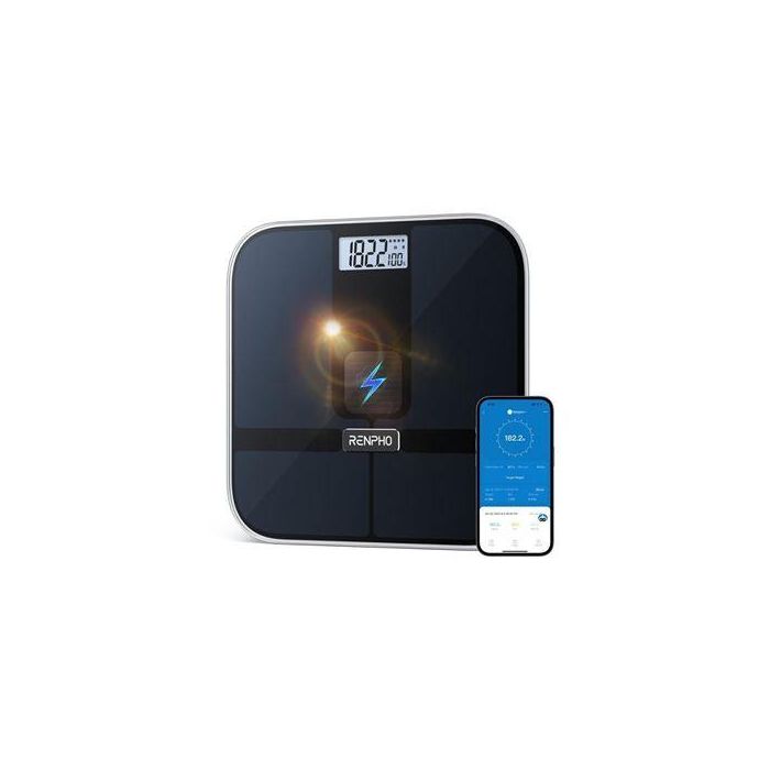 Renpho PEU-R-A020-BK Báscula Inteligente Solar 2 ITO BLE 11x11x0.9 Pulgadas Negra