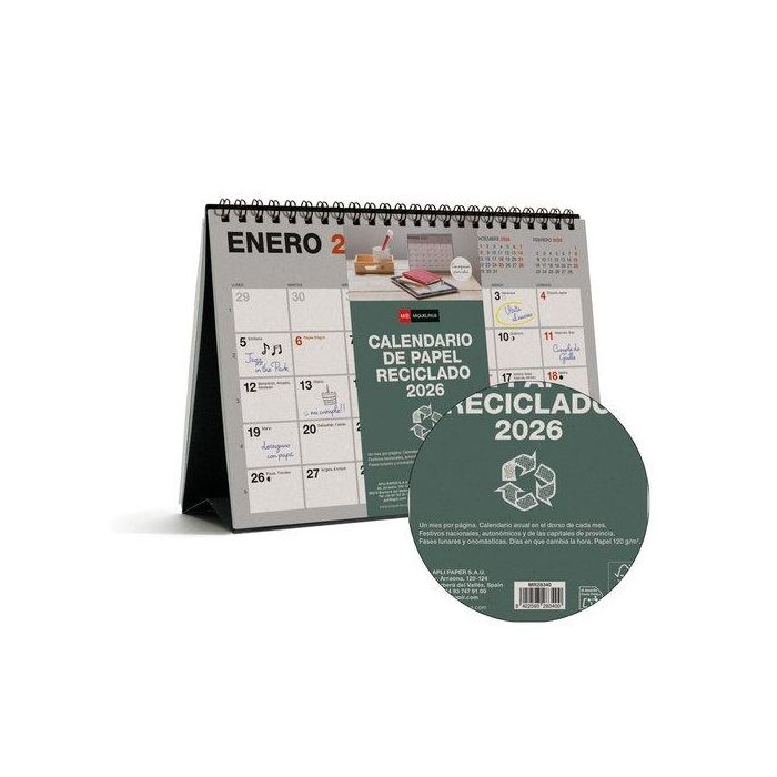 Calendario (2026) Miquelrius Sobremesa Recycled Mensual Para Escribir A5 210X150
