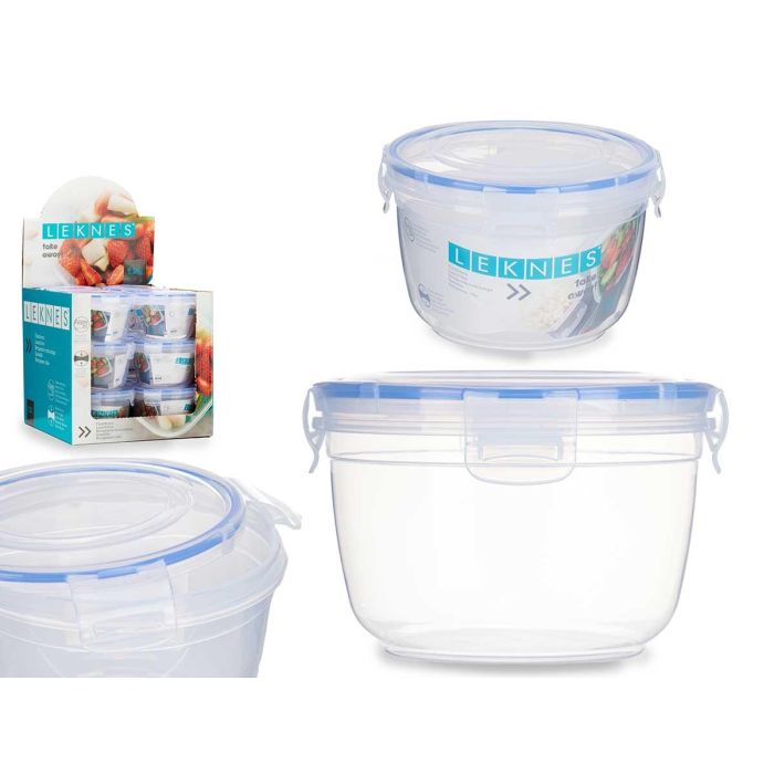 Leknes Fiambrera Cilíndrica Hermética 1.2L, 15.5x10.5x15.5 cm, Plástico Transparente con Cierre Hermético (12 Unidades) Leknes Fiambrera Cilíndrica Hermética 1.2L, 15.5x10.5x15.5 cm, Plástico Transparente con Cierre Hermético (12 Unidades)