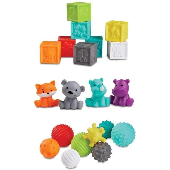 INFANTINO Senso Juego de 8 bolas blandas, 8 cubos sensoriales y 4 aspersores de animales. 2 INFANTINO Senso Juego de 8 bolas blandas, 8 cubos sensoriales y 4 aspersores de animales. 2