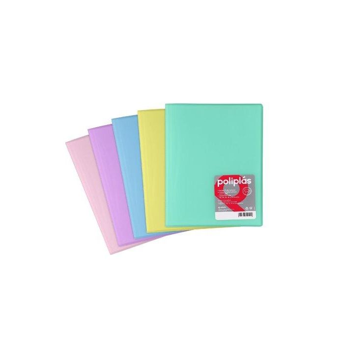 Grafoplás Carpeta con Fundas Poliplás Soldadas, Folio 10 Fundas, PP Semirrígido Translúcido, Rosa Soft