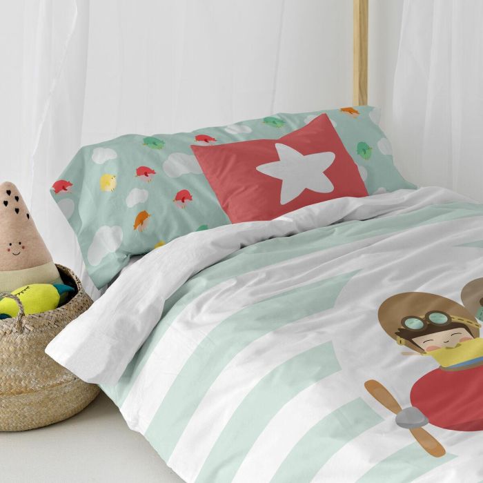 Juego de funda nórdica HappyFriday Happynois Learning To Fly Multicolor Cama de 105 2 Piezas 4