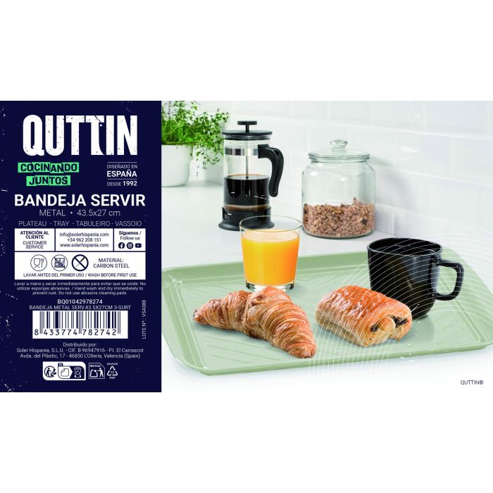 Bandeja de metal para servicio 43.5 x 27 cm 3 surtidos Quttin - Inde (12 Unidades) 9 Bandeja de metal para servicio 43.5 x 27 cm 3 surtidos Quttin - Inde (12 Unidades) 9