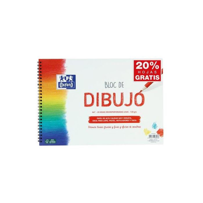 Bloc De Dibujo Oxford Con Espiral Liso A4+ 130G 20H (Rojo)