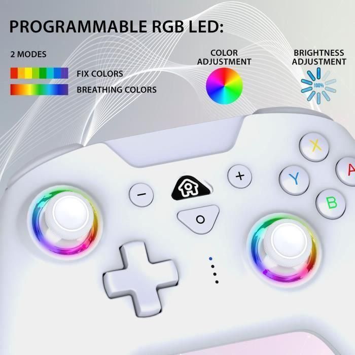 Subsonic SUB1709241285386 Controlador Inalámbrico para Nintendo Switch, LED Programables, Vibración y Giroscopio, Blanco 4