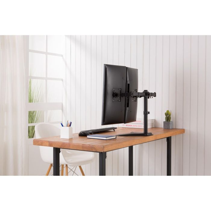 DIGITUS DA-90401 Soporte de escritorio para 2 Monitores de 15-32" hasta 8kg por pantalla, Stand Independiente, Negro 14