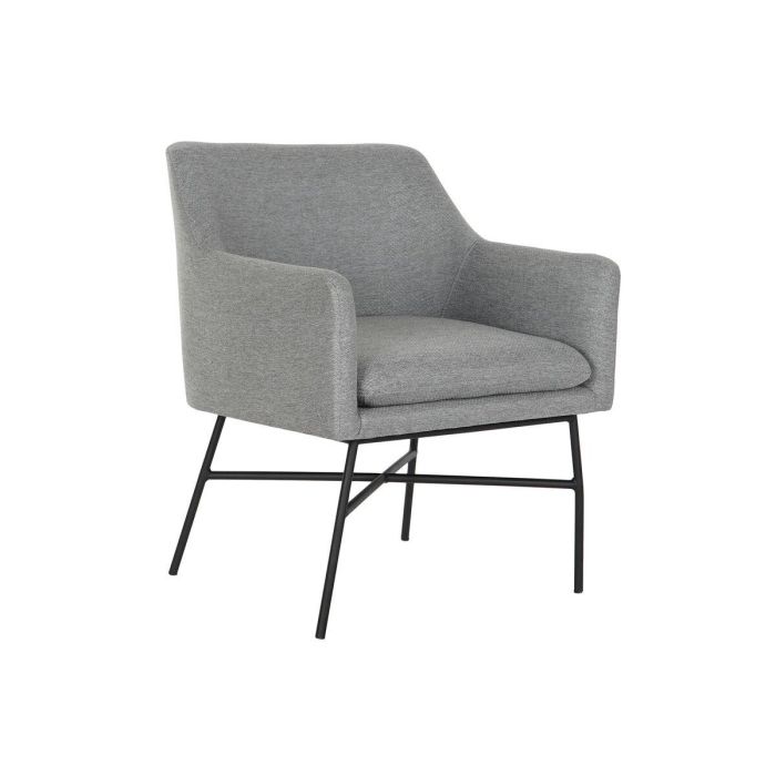 DKD Home Decor Silla Scandi Gris de Poliéster y Metal, Altura Asiento 47 cm, 60.5 Largo x 59.5 Ancho x 78 Alto cm