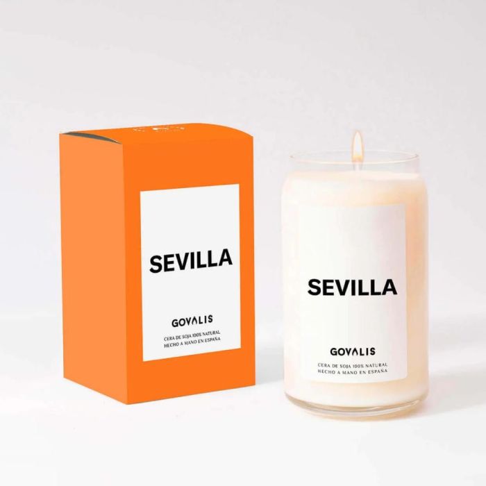 Govalis Vela Aromática "Sevilla" 500 gr | Notas Frescas de Azahar, Jazmín y Mandarina para Relajación y Decoración del Hogar