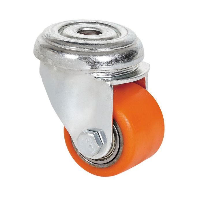 Rueda giratoria con agujero, rodamiento de bolas, color naranja, carga máx. 100 kg, ø 3,5 cm Rueda giratoria con agujero, rodamiento de bolas, color naranja, carga máx. 100 kg, ø 3,5 cm
