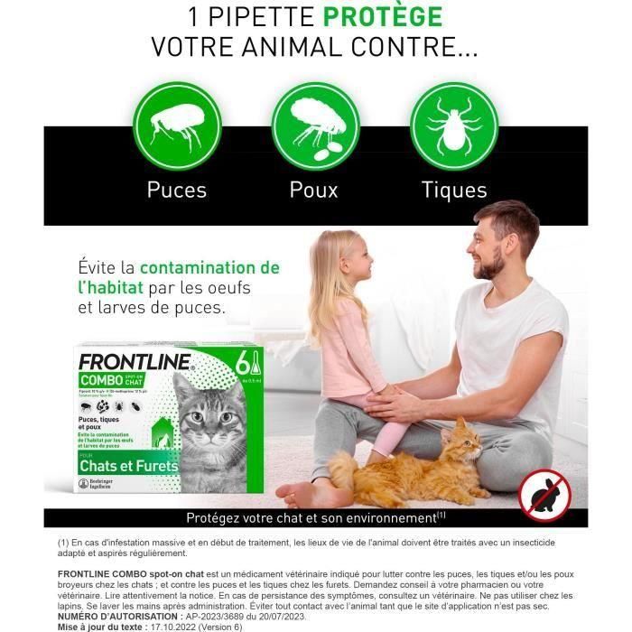 Frontline Combo Pipetas Antipulgas Fipronil y S-metopreno para Gatos y Hurones - 6 Unidades 1