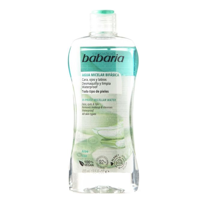 BABARIA Agua Micelar Bi-Phase con Aloe Vera para Todo Tipo de Pieles 400 ml