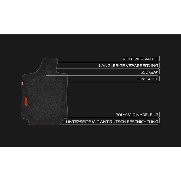 Alfombra De Coche Cm570 4Tlg Negro-Rojo F110860 1 Alfombra De Coche Cm570 4Tlg Negro-Rojo F110860 1