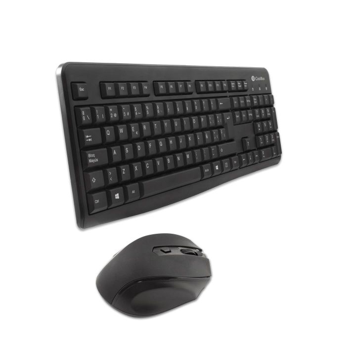 Coolbox Kit Teclado + Ratón Inalámbrico 2.4GHz, Tecnología de Membrana Silenciosa, 105 Teclas ISO Español, Ratón Óptico 1600DPI 1