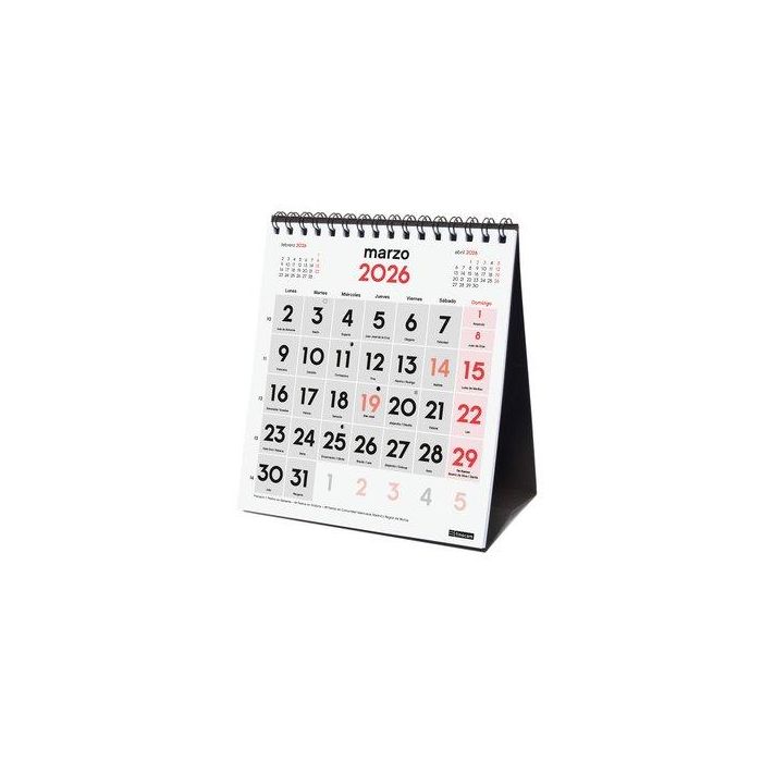 Finocam Calendario de Sobremesa Números Grandes XS-140x150 mm Mv Neutro 2026 - Anual con Espiral