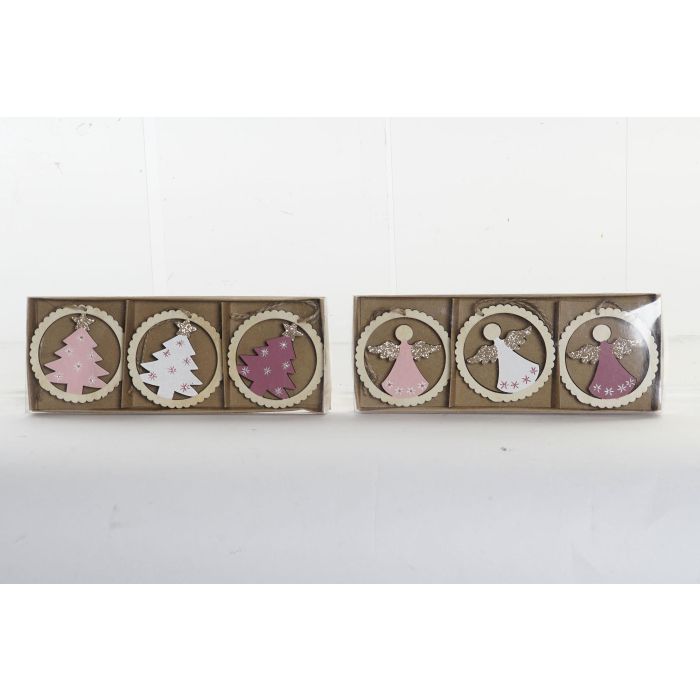 DKD Home Decor Decoración Colgante Navidad Fantasía Madera Rosa Palo Natural, Set de 12 Figuras (Árbol, Ángel) 8.5x2x21 cm 3 DKD Home Decor Decoración Colgante Navidad Fantasía Madera Rosa Palo Natural, Set de 12 Figuras (Árbol, Ángel) 8.5x2x21 cm 3